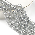 415pcs Rondelle Crystal Glass Beads 2mm 4mm 6mm 8mm Mixed Sizes, Faceted Briolette Spacer Czech Seed Loose Beads for DIY Jewelry Making (Half Silvery) - color: Half Silvery