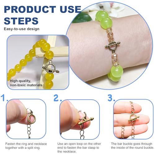 Heather's cf Toggle Jewelry Clasps – Durable Quality, Antique Plain Brass Finish Toggle Clasps & Closures for Necklace, Bracelet & Charms – Ideal for DIY, & Jewelry Making – Small (Set of 130) - color: Brass small