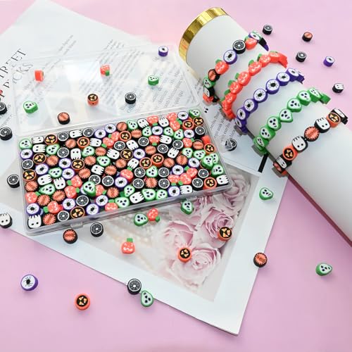 Looconi 200pcs Halloween Clay Beads for Jewelry Making DIY Crafts Bracelet