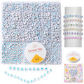 Acrylic Letter Beads 4mm Flat Round, 6mm Square - Beads for Making Friendship Bracelet or Necklace (26 Pieces of Flat Round White with Blue) - color: 26 pieces of flat round white with blue