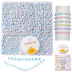 Acrylic Letter Beads 4mm Flat Round, 6mm Square - Beads for Making Friendship Bracelet or Necklace (26 Pieces of Flat Round White with Blue) - color: 26 pieces of flat round white with blue