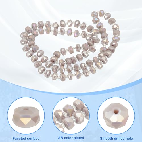 PATIKIL 75 Pcs 8mm OD 5mm Thick Crystal Glass Beads, Rondelle Crystal Beads Faceted Cut Gemstone Strand with Spacer Beads for Craft, Bracelet, Necklace, Light Purple Porcelain - color: Light Purple Porcelain