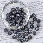 100pcs Natural Stone Beads 8mm Black Larvikite Round Genuine Real Stone Beading Loose Gemstone Hole Size 1mm DIY Charm Smooth Beads for Bracelets Necklaces Earrings Jewelry Making Crafts - color: Black Larvikite