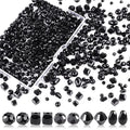 Crystal Beads, 600pc Rondelle Jewelry Glass Beads Bulk, Assorted; 4/6/8mm Black - color: Black