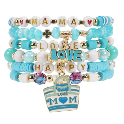 Twinfree Bohemia Beaded Bracelet for Women, Polymer Clay Stretch Bracelets - color: color 24