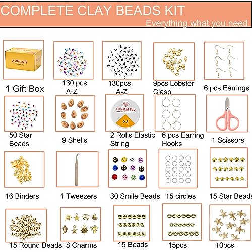 XJRLUK Clay Beads Bracelet Making Kit, 6 Boxes 20000+ PCS 144 Colors Polymer Flat HEISHI Beads Kit for Jewelry Making, Crafts Gift for Christmas Party Gift Craft kit