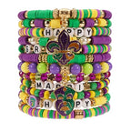 Twinfree Bohemia Beaded Bracelet for Women, Polymer Clay Stretch Bracelets - color: color 47