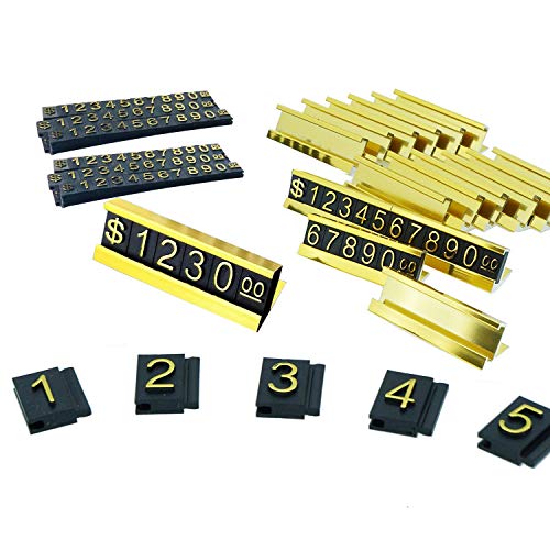 Price Tag Adjustable Counter Stand Label Metal Sale Price Display Stand 16 Sets (Gold) - color: Gold
