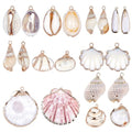 SUNNYCLUE 1 Box 20pcs 10 Styles Natural White Cowrie Seashells Charm Conch Shells Plated Charms Summer Ocean Sea Charm for Jewelry Making Charm Necklace Bracelet Earring Making - color: 1 Box 20pcs Seashell Charms