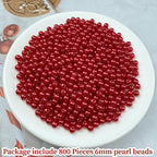 Pinhoollgo 800pcs Pearl Beads 6mm Round Pearl Beads with Hole for DIY Bracelet Necklace Jewelry Making Supplies Handmade Craft(Red) - color: Red, size: 6mm/800pcs