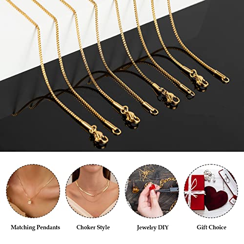 UMAOKANG 10 Pack Stainless Steel Necklace Chain, Dainty Gold Plated Box Chain Thin Chain for Women Necklace DIY Jewelry Making Supplies (18 Inches) - color: Gold Box, size: 18 Inch
