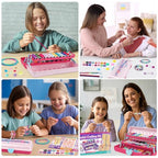 TingingYuli Friendship Bracelet Making Kit for Girls 8-12, DIY String Bracelet Maker with 3-Layer Storage Box, Arts and Crafts for Kids Ages 6-12, Easter Christmas Birthday Gift Set - color: Pink/Red