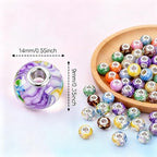 PIPITREE 200PCS Acrylic Beads 9 * 14mm Focal Beads for Pens Acrylic Flat Bulk Bead Ceramic Style Mixed Color 6mm Large Hole Bead for Keychains Beadable Pens DIY Crafts Jewelry Making & Gift Giving - color: Ceramic Style