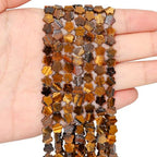 Songxi 60pcs 6mm Tiger Eye Plum Blossom Natural Stone Beads for Jewelry Making, Smooth Loose Flower Shape Gemstone Beads for Bracelets Necklace Earrings Making Supplies ﻿ - color: Tiger Eye