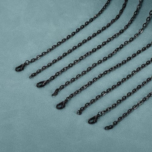 HARFINGTON 20 Pack 18 Inch Necklace Chains Bulk 3.2mm Black Plated Cable Chains with Lobster Clasps for Jewelry Making - color: Black, size: 18 Inch x 3.2mm