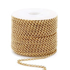 33FT 18K Gold PVD Plated Rolo O Chains Roll, 3.5mm Gold Stainless Steel Round Rolo Chain Spool Bulk for Jewelry Making - color: gold, size: 3.5mm