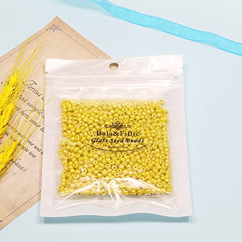 Bala&Fillic Opaque Light Yellow Pearl Color 4mm Seed Beads About 1200pcs/100Grams in Bag, 6/0 Glass Craft Beads for Making Bracelet and Necklace (Light Yellow Pearl) - color: Light Yellow Pearl -4mm