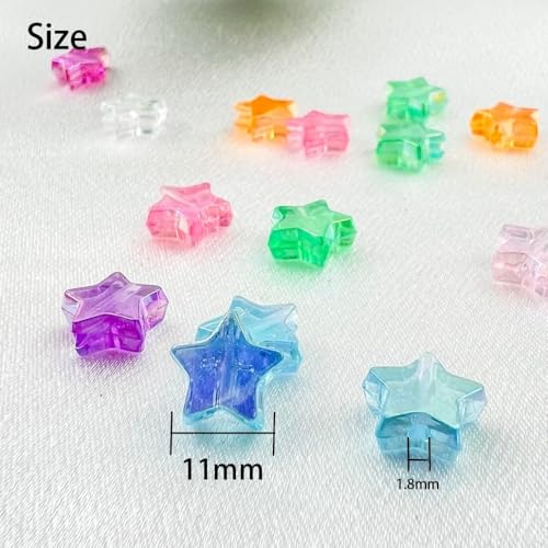 450 PCS Acrylic Star Shape Beads AB Colors Loose Pony Spacer Beads with Hole for Jewelry Making Necklace Earring Key Chains DIY Projects(White AB) - color: White AB