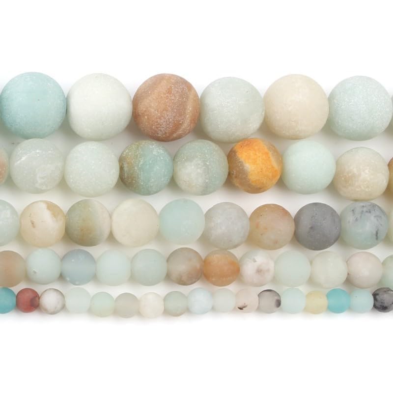 48pcs Natural Matte Amazonite Gemstone Beads，8mm Frosted Round Loose Stone Beads for Jewelry Making Earring Bracelet Necklace DIY Crafts - color: Amazonite, size: 8mm