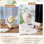 RattanView 2 Pcs Jewelry Display Set Necklace Mannequin Bust T Bar Bracelet Holder for Earring Necklace Ring Display - color: Flaxen
