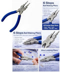 Bail Making Pliers 6 in 1 For Making Loop Rings and Jump Rings, Sizes 2mm to 9mm | Wire Looping and Forming Pliers with PVC Grip Handle - German Steel