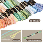 12 Skeins 105 Yards Cross Stitch Floss Variegated Friendship Bracelet String 6 Ply Polyester Colorful Gradient Embroidery Thread for Sewing Making Needlecraft Knitting Clothes Stitching DIY - color: Gradient Color