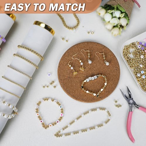 18K 400pcs Mix Gold Filled Beads for Bracelets Seamless 2/3/4/5/6mm 5 Size Gold Spacer Beads Non Tarnish for Jewelry Making Necklaces Earring Pendant Smooth for DIY Craft Making - size: Mix-400PCS