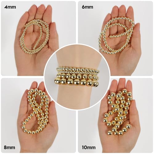 Song Xi 18K Gold Hematite Beads Round Loose Beads for Jewelry Making DIY Bracelets and Necklaces 8mm/45pcs - color: 18k gold, size: 8mm