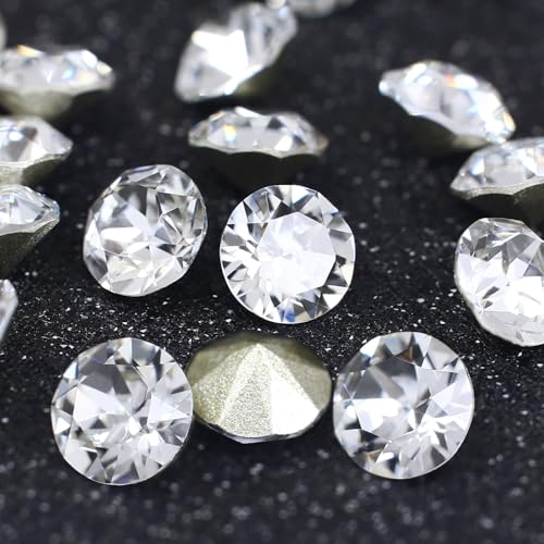 DONGZHOU Faceted Pointback Rhinestone,720Pcs Round Glass Stone Crystal Gems Diamonds Beads for Nail Art Decorations Jewelry Making DIY Craft Ring Embellishment,SS16(3.80-4.00MM) - size: SS16(3.80-4.00MM)