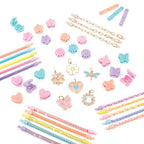 Make It Real: Linked Looks - 48pc DIY Bracelet Kit, Pastel Charms & Connectors, Mix & Match Styles, Cord Bracelet Jewelry Craft Set, Girls & Kids 6+