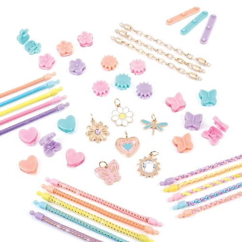 Make It Real: Linked Looks - 48pc DIY Bracelet Kit, Pastel Charms & Connectors, Mix & Match Styles, Cord Bracelet Jewelry Craft Set, Girls & Kids 6+