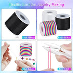 492 Ft Stretchy Bracelet String 1mm Elastic String for Bracelets 3 Roll Elastic String Elastic Cord for Jewelry Making Necklaces Beading Crafts with Scissors & Beading Needle(Rainbow, White, Black)