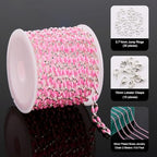 YOUBEIYEE 2 Meters Silver Plated Chain for Jewelry Making Pink Enamel Chain Roll Brass Chains Bulk with Jump Rings and Lobster Clasps - color: Pink Silver