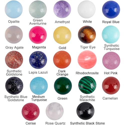 SUPERFINDINGS 46Pcs Natural Gemstoness Cabochons 6mm Half Round Cabochon Beads Stones 23 Color Flatback Quartz Crystal Cabochons for Bracelet Necklace Jewelry Making - size: 6mm