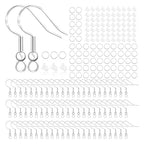 Hypoallergenic Earring Hooks, 800PCS/125 Pairs Fish Hooks,500pcs Silver Plated Earring Making kit with Jump Rings and Clear Silicone Backs Stopper - color: Silver, size: 800pcs