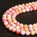 35pcs 10mm Pink Yellow Jade Beads Natural Gemstone Beads Round Loose Beads for Jewelry Making - color: Pink Yellow Jade, size: 10mm