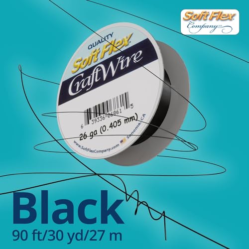 Soft Flex 26 Gauge Craft Wire - 27 Meters - Jewelry Wire with Tarnish Resistant Silver Plating - style: Black