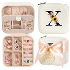 AYGXU Travel Jewelry Box for Women and Girls - Small Case With Initial A-Z - Teacher Gifts - color: white, size: X