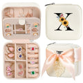 AYGXU Travel Jewelry Box for Women and Girls - Small Case With Initial A-Z - Teacher Gifts - color: white, size: X