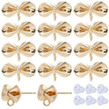 SUNNYCLUE 1 Box 50Pcs Real 18K Gold Plated Bow Earring Posts Stud Earring Findings with Ear Nuts Cute Bowknot Earring Post Earrings Studs for Jewelry Making Accessories DIY Dangle Earrings Craft - style: Bow 3
