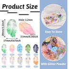 Glass Leaf Beads Crystal Glass Leaf Charms Transparent Leaves Pendants Tiny Green Leaf Bead Caps for Christmas Earring Bracelet Jewelry Making DIY Keychain Craft - color: 10 Colors-Feather Leaf