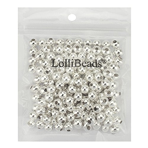 LolliBeads (R) Silver Plated Smooth Round Metal Beads 8 mm 200 Pcs - color: Silver 200 Pcs 8mm