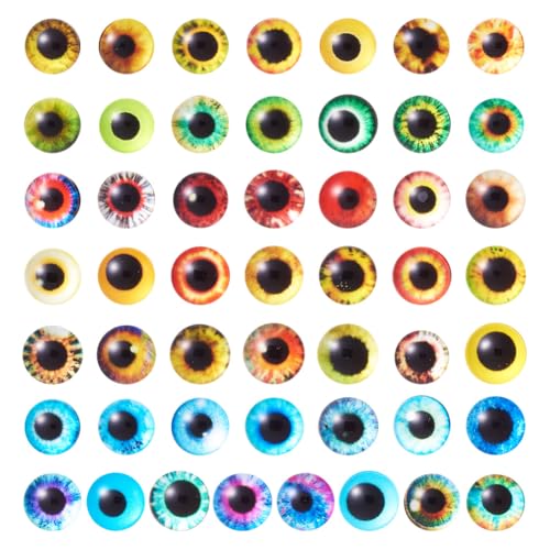 100Pcs/Set Flat Round Transparent Glass Cabochons with Pattern Eye Flatback Glass Dome Flatback Cab Beads for Photo Cameo Jewelry Making Necklace Ring DIY Crafts 8x3mm Eyes - color: 100pcs-8x3mm-Eyes
