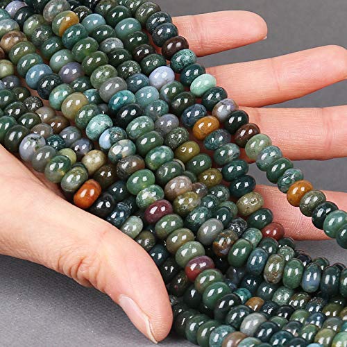 ICAI Beads 5x8mm Natural (India Agate, 5x8) Beads Rondelle Spacer Loose Beads for Jewelry Making DIY Crafts Design 1 Strand 15" APPR - color: India Agate, size: 5x8