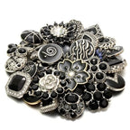 10PCs Mixed Style Rhinestones Snaps Jewelry Charms Buttons 18/20mm for Interchangeable Snaps Jewelry Making Women DIY Button Bracelets Necklaces Rings Brooch Accessories (Black) - color: Black