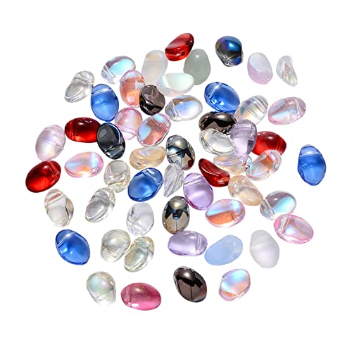 UR URLIFEHALL 100 Pcs Mixed Color Transparent Spray Painted Glass Oval Charms for Earring Bracelet Necklace Jewelry DIY Craft Making - color: 100pcs-8.5x6x4.5mm-mixed color oval glass charms