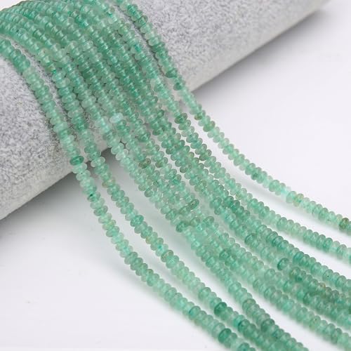 2 Strands (300PCs) Natural Green Aventurine Rondelle Beads, 2 * 4mm Gemstone Loose Spacer Abacus Disk Beads for DIY Bracelet Necklace Earrings Jewelry Making, Craft Supplies Beading Kit - color: Green Aventurine, size: 2*4MM