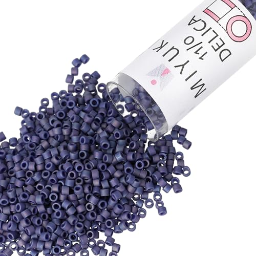 Miyuki Delica Seed Beads – Size 11/0 (1.6 mm), DB2319, Frost Opaque Rainbow Navy Blue, 7.2 g, Approx. 1440 Beads, Made in Japan - color: DB2319 - Frost Opaque Rainbow Navy Blue