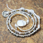 YGLINE Women Boho Handmade Natural Stone Crystal Leather Bead Wrap Bracelets Collection - color: Howlite-3w
