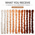 Natural 100% Silk Thread, Handmade Embroidery Thread Silk Floss 12 Colors 110m Each (76) - color: 76